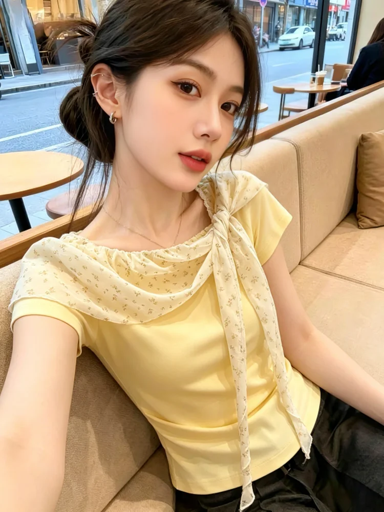 Summer New Sweet Style Floral Tie Dye Splice One Shoulder Short Sleeve T Shirt Women's Self Kept Item Beautiful Top
Summer New Sweet Style Floral Tie Dye Splice One Shoulder Short Sleeve T Shirt Women's Self Kept Item Beautiful Top