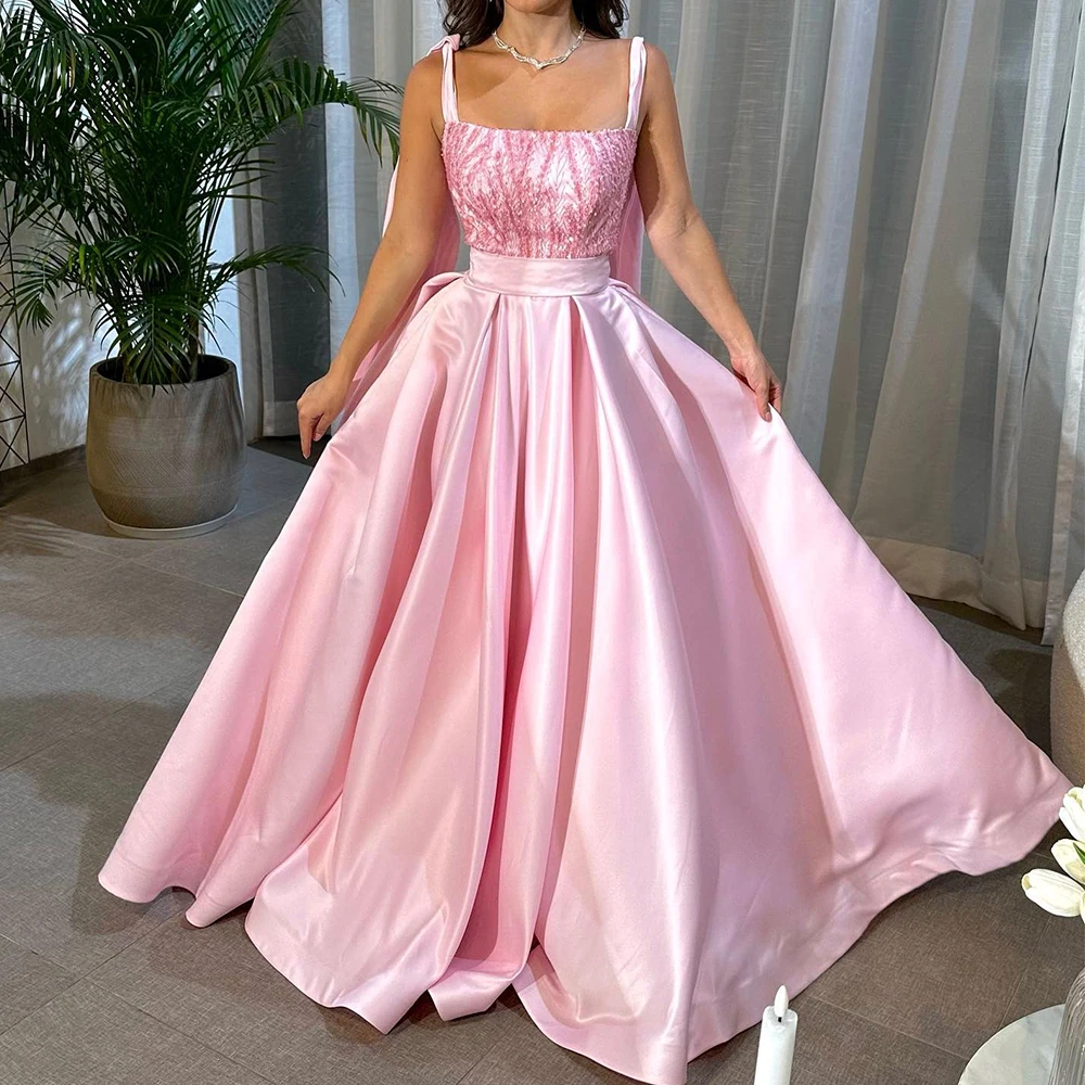 Customized Exquisite Spaghetti Straps Satin Evening Dress Fashion Square Collar Sleeveless A-Line Floor Length Homecom
Customized Exquisite Spaghetti Straps Satin Evening Dress Fashion Square Collar Sleeveless A-Line Floor Length Homecom