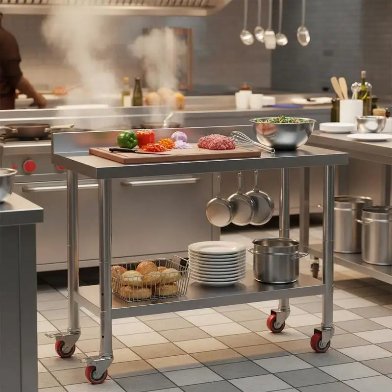 Food Preparation Bench 30 x 12 x 34 Inch For Commercial Kitchen Restaurant Workshop, 700 LBS Capacity 4 Casters 3 Adjustable Tiers Metal Construction
Food Preparation Bench 30 x 12 x 34 Inch For Commercial Kitchen Restaurant Workshop, 700 LBS Capacity 4 Casters 3 Adjustable Tiers Metal Construction
