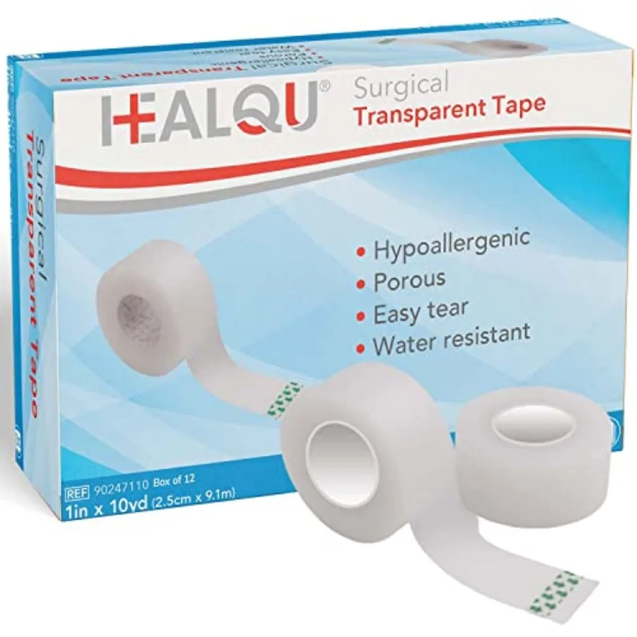 Transparent Medical Tape - Box of 12 Rolls, 1" x 10yd Surgical Tape with Gentle Adhesion for Sensitive Skin for Wound Care, Tub
Transparent Medical Tape - Box of 12 Rolls, 1" x 10yd Surgical Tape with Gentle Adhesion for Sensitive Skin for Wound Care, Tub