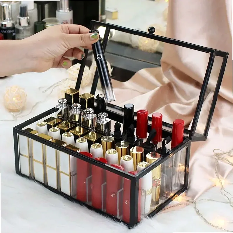 15/40 Slots Glass Lipstick Holder Dustproof Display Case - Luxury Makeup Organizer with Removable Dividers for Beauty Storage
15/40 Slots Glass Lipstick Holder Dustproof Display Case - Luxury Makeup Organizer with Removable Dividers for Beauty Storage