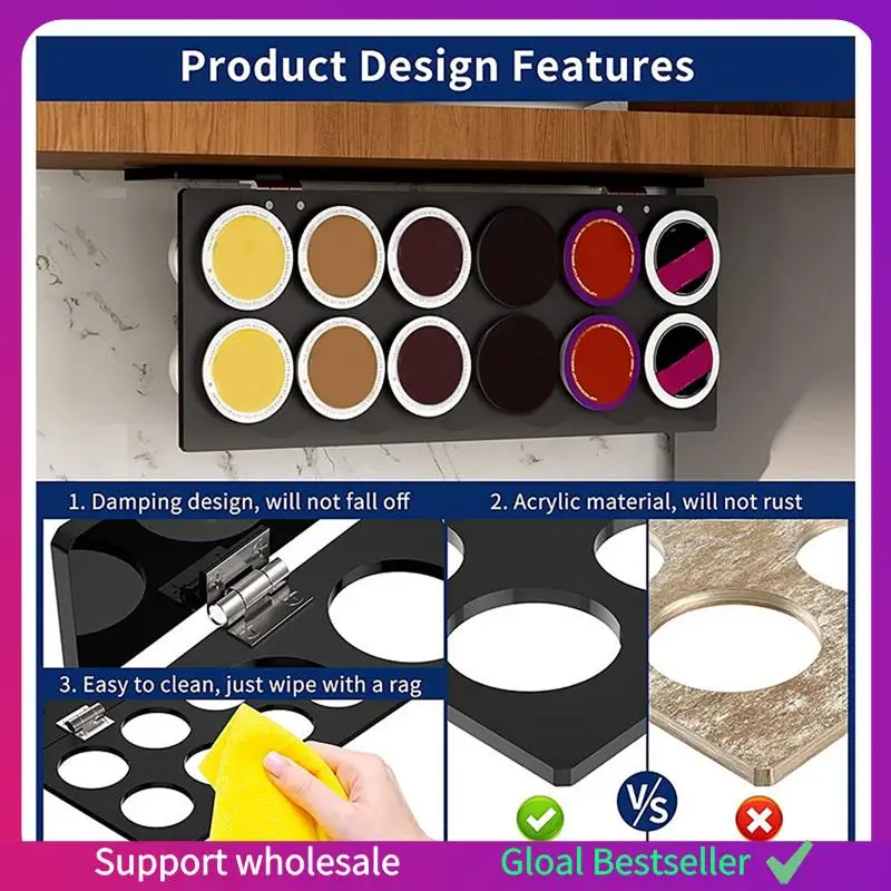 A38M K-Cup Holder, Under Cabinet Pull Up Storage Coffee Holder Compatible With 12 Cup Pods, Space Save Coffee Pods Rack
A38M K-Cup Holder, Under Cabinet Pull Up Storage Coffee Holder Compatible With 12 Cup Pods, Space Save Coffee Pods Rack