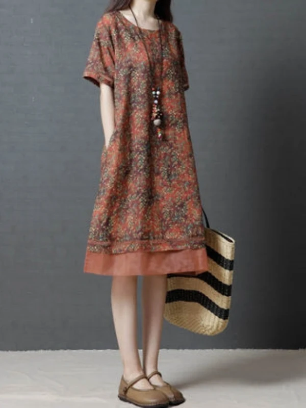 Fashionable Printed Splice round Neck Pure Cotton Summer New Style Korean Loose plus Size Dress Casual High Waist A-Line Skirt
Fashionable Printed Splice round Neck Pure Cotton Summer New Style Korean Loose plus Size Dress Casual High Waist A-Line Skirt