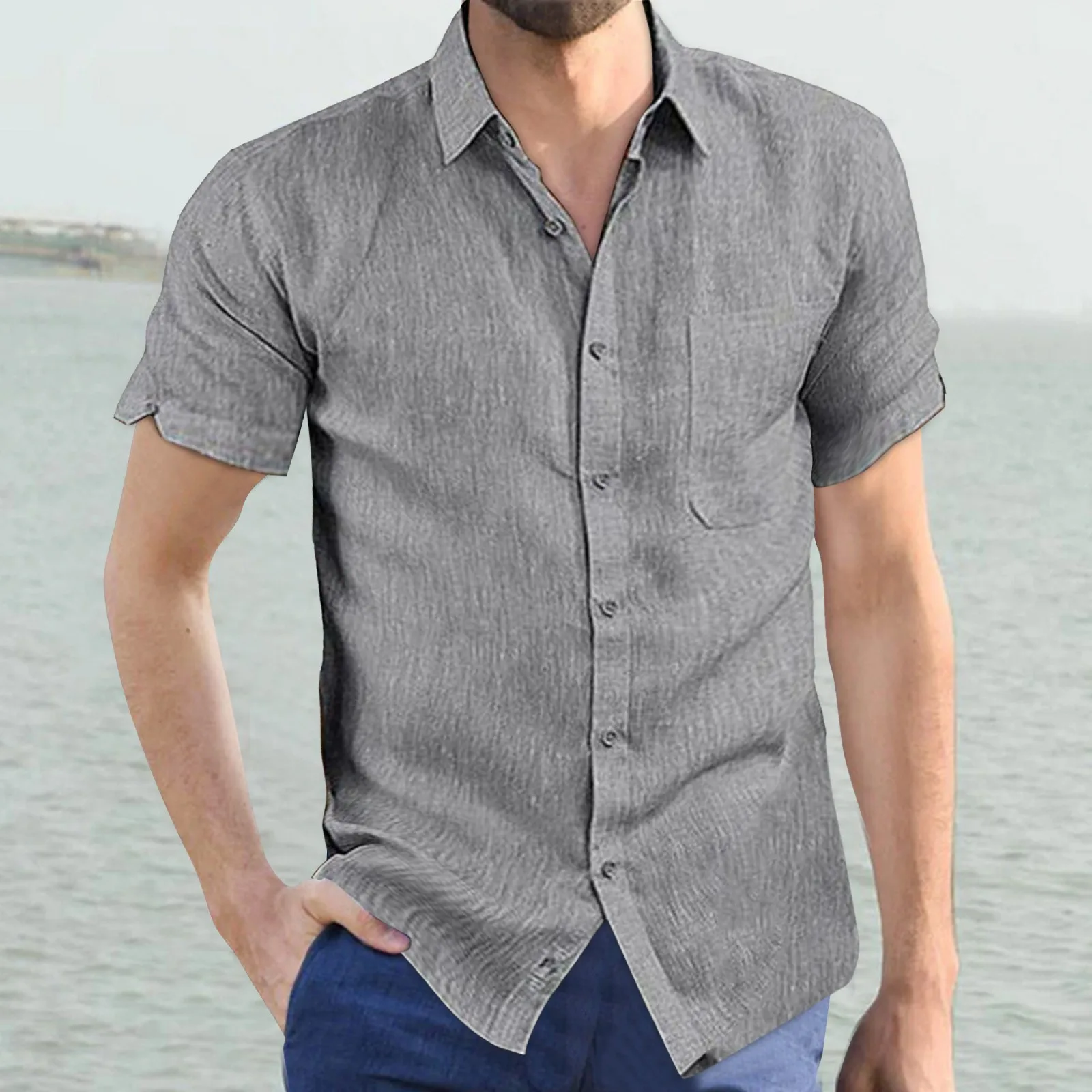 Men Cotton Linen Shirt Summer Solid Color Short Sleeve Turn Down Collar Shirts Hawaii Loose Breathable Basic Beach Style Shirts
Men Cotton Linen Shirt Summer Solid Color Short Sleeve Turn Down Collar Shirts Hawaii Loose Breathable Basic Beach Style Shirts