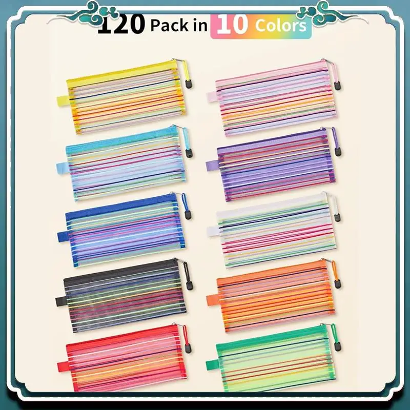 Premium 120Pcs Mesh Zipper Pouch,Zipper Pouch In 10 Colors,Multipurpose Zipper Bags For Organizing Makeup Essentials,Office
Premium 120Pcs Mesh Zipper Pouch,Zipper Pouch In 10 Colors,Multipurpose Zipper Bags For Organizing Makeup Essentials,Office