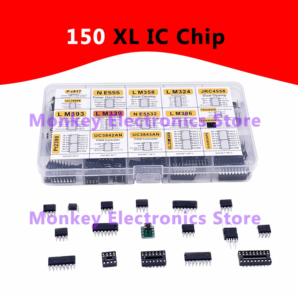 150pcs Integrated IC Circuits Chips Boxed PC817 ICL7660 NE555 LM358 JRC4558 LM393 LM339 Repair Appliances Send Clip Send Adapter
150pcs Integrated IC Circuits Chips Boxed PC817 ICL7660 NE555 LM358 JRC4558 LM393 LM339 Repair Appliances Send Clip Send Adapter