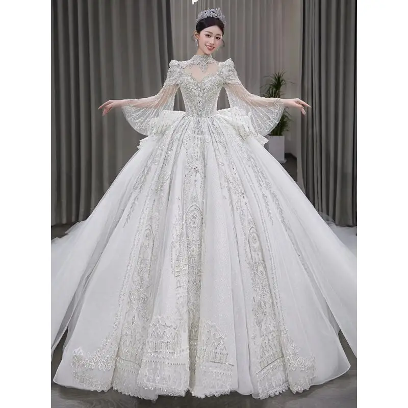 Maria Novia Luxury Beading Princess Shiny Wedding Dresses 2024 For Bride Long Sleeve Women Glitter Ball Bridal Gown Customized
Maria Novia Luxury Beading Princess Shiny Wedding Dresses 2024 For Bride Long Sleeve Women Glitter Ball Bridal Gown Customized