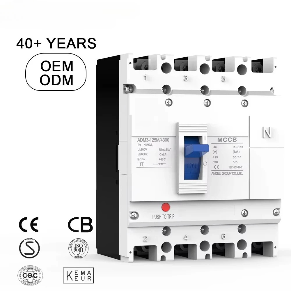 ADM3-125M-4300 125A 35kA Breaking Capacity Molded Case Circuit Breaker 4P MCCB 50/60Hz 400/690V Rated Voltage Reliable
ADM3-125M-4300 125A 35kA Breaking Capacity Molded Case Circuit Breaker 4P MCCB 50/60Hz 400/690V Rated Voltage Reliable