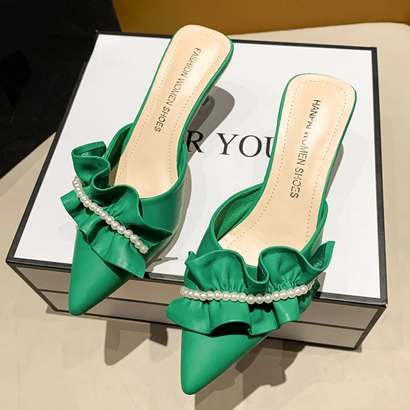 Pearl High Heel Mules Shoes Women Slip On 2023 Trend Street Summer Green Pointed Toe Slippers Women Sandals Elegant Sexy Luxury
Pearl High Heel Mules Shoes Women Slip On 2023 Trend Street Summer Green Pointed Toe Slippers Women Sandals Elegant Sexy Luxury