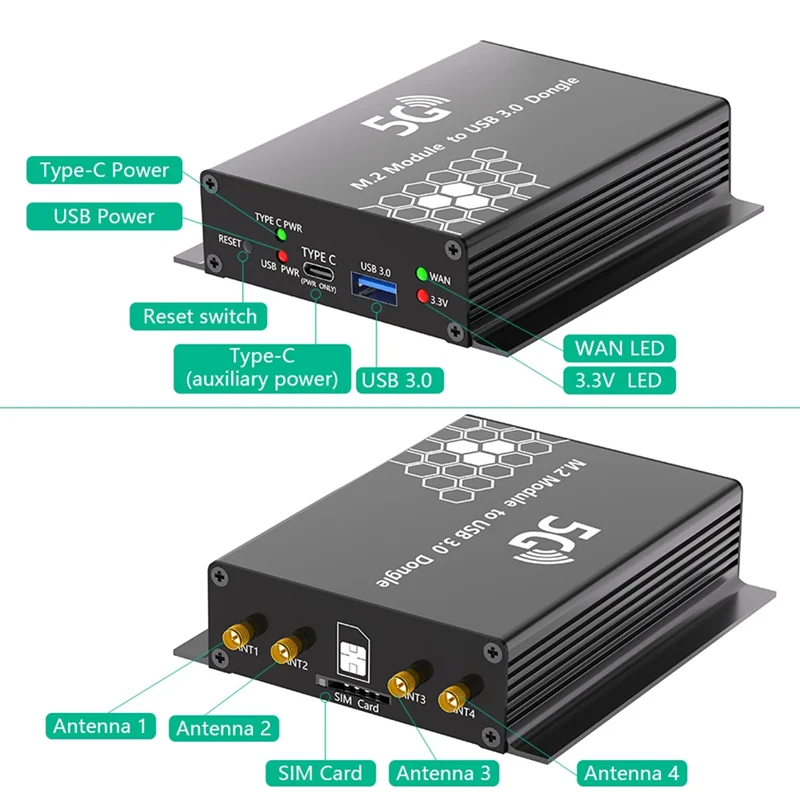 Беспроводной адаптер Superior-USB 3.0 к NGFF M.2 B-Key, 1 слот для SIM-карты, 4 антенны и чехол с USB-кабелем для модема 5G 4G LTE WWAN
Беспроводной адаптер Superior-USB 3.0 к NGFF M.2 B-Key, 1 слот для SIM-карты, 4 антенны и чехол с USB-кабелем для модема 5G 4G LTE WWAN
