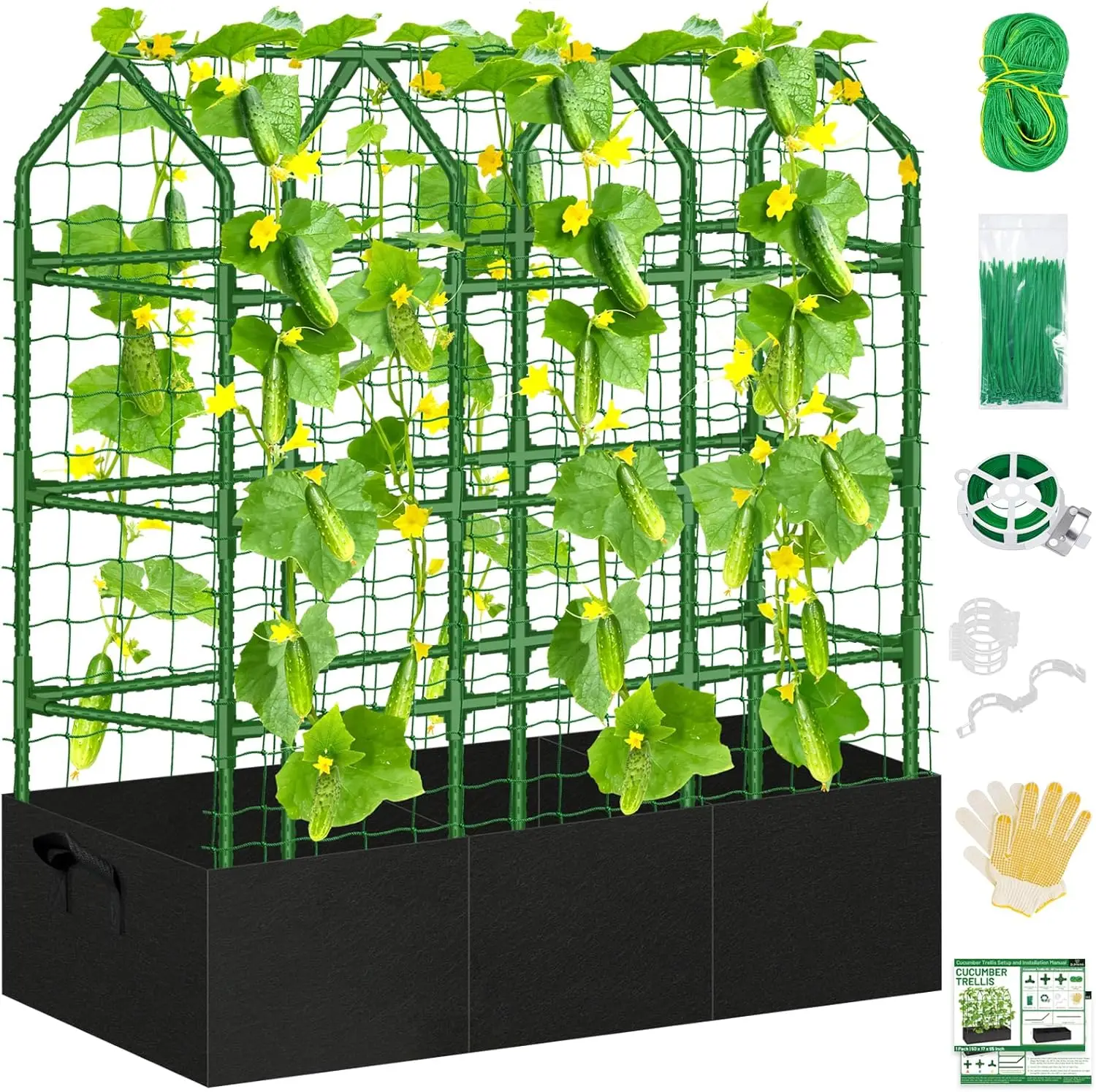 50x65 Inch Cucumber Trellis for Raised Beds with Grow Bag, V-Frame Metal Plant Garden Trellis for Climbing Plants Outdoo
50x65 Inch Cucumber Trellis for Raised Beds with Grow Bag, V-Frame Metal Plant Garden Trellis for Climbing Plants Outdoo