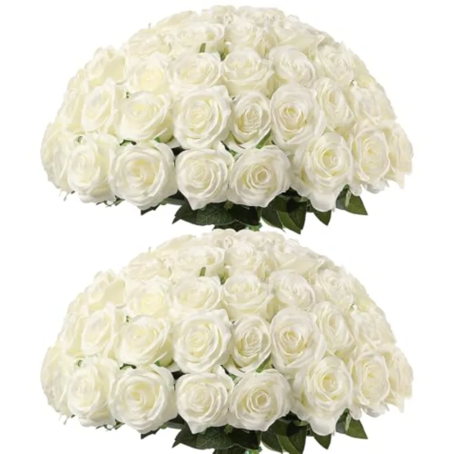 60 Pcs White Roses Artificial Flowers Bulk, Silk Roses with Stem Realistic White Artificial Roses for Decoration DIY Wedding Bo
60 Pcs White Roses Artificial Flowers Bulk, Silk Roses with Stem Realistic White Artificial Roses for Decoration DIY Wedding Bo