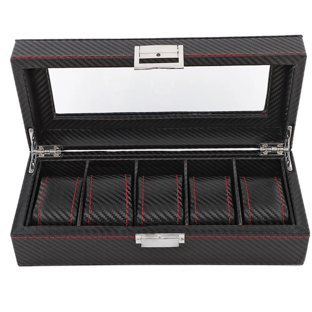 Luxury Carbon Fiber Watch Box 5-Slot Clear Window Storage Box Twill Red Stitching Watch Case Collection
Luxury Carbon Fiber Watch Box 5-Slot Clear Window Storage Box Twill Red Stitching Watch Case Collection