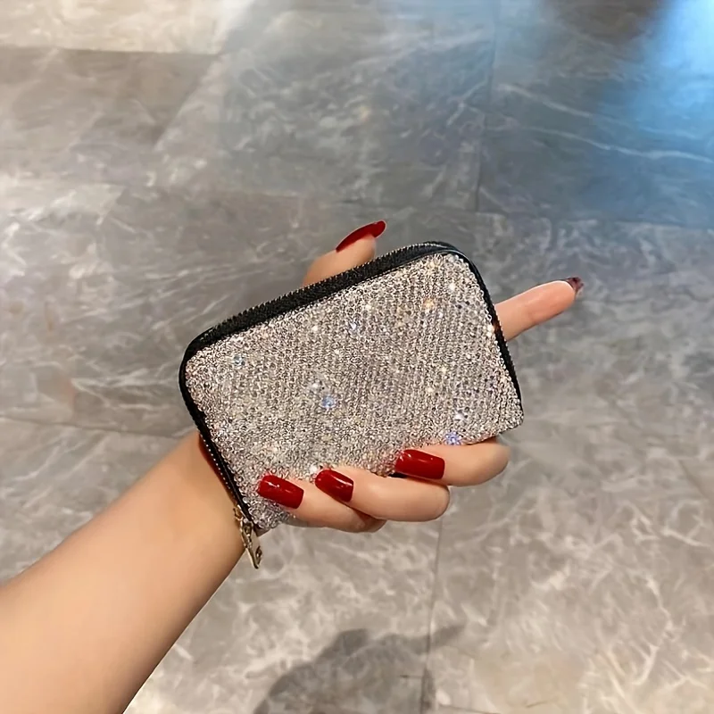 Stylish Rhinestone Decor Coin Purse, Fashion Zipper Card Bag, Portable & Multi-functional Clutch Bag For Carnaval And For Music
Stylish Rhinestone Decor Coin Purse, Fashion Zipper Card Bag, Portable & Multi-functional Clutch Bag For Carnaval And For Music