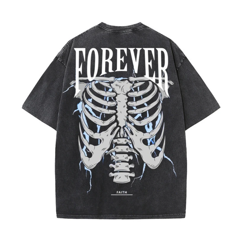 Washed T-shirt Retro Skeleton Men and Women Summer Old Style Short Sleeve Top Retro High Street Dance Skateboarding Loose Casual
Washed T-shirt Retro Skeleton Men and Women Summer Old Style Short Sleeve Top Retro High Street Dance Skateboarding Loose Casual