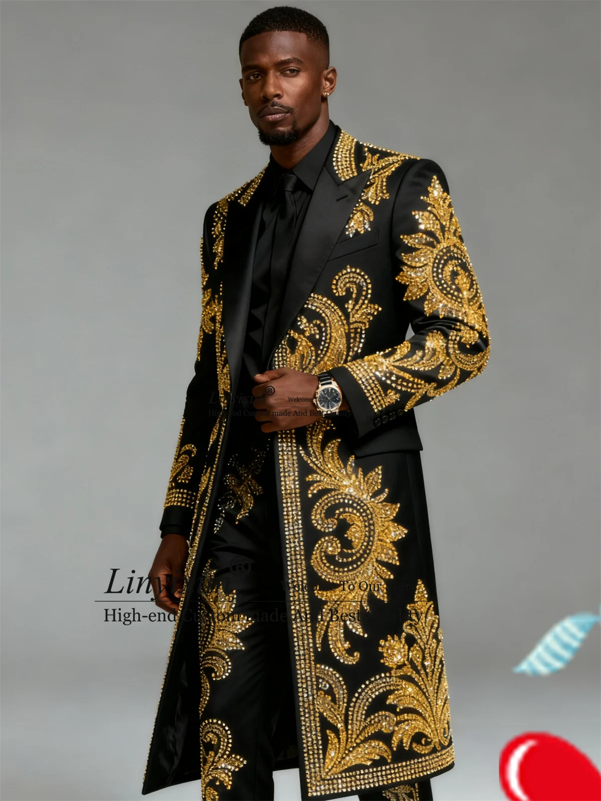 Winter Long Coat Pants Men Suits High End Rhinestones 2 Pieces Sets Groom Male Blazers Ropa hombre Customized Wedding Tuxedos
Winter Long Coat Pants Men Suits High End Rhinestones 2 Pieces Sets Groom Male Blazers Ropa hombre Customized Wedding Tuxedos