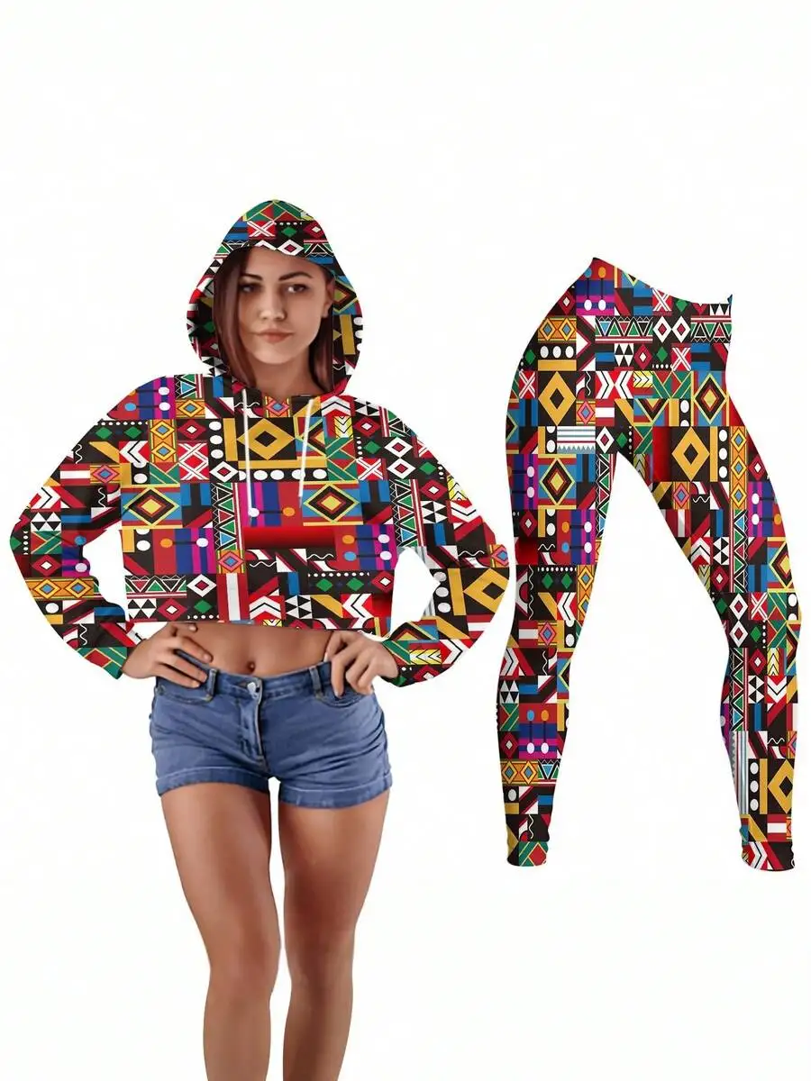 Womens Cropped Hoodie And High Waist Leggings Set Colorful Geometric Pattern Activewear
Womens Cropped Hoodie And High Waist Leggings Set Colorful Geometric Pattern Activewear