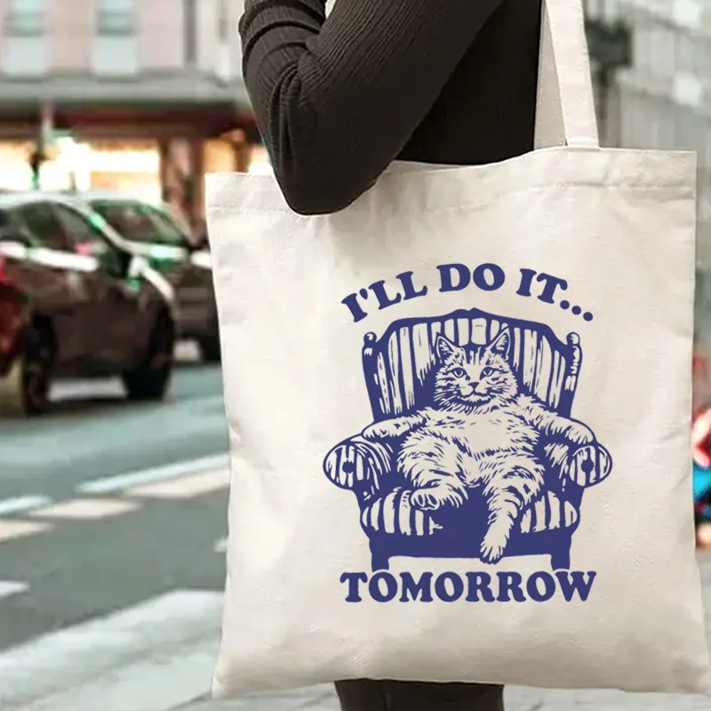 Lazy Cat "I'll Do It Tomorrow" Women's Casual Tote - Humorous and Relaxed Cat Design, Machine Washable Fabric, Open Top
Lazy Cat "I'll Do It Tomorrow" Women's Casual Tote - Humorous and Relaxed Cat Design, Machine Washable Fabric, Open Top