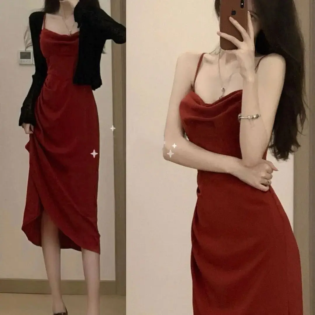 Women Dress Set 2023 Spring Autumn Y2K Spaghetti Strap Dress + Full Sleeve Cardigan Tops Streetwear Summer Two Piece Suits
Women Dress Set 2023 Spring Autumn Y2K Spaghetti Strap Dress + Full Sleeve Cardigan Tops Streetwear Summer Two Piece Suits