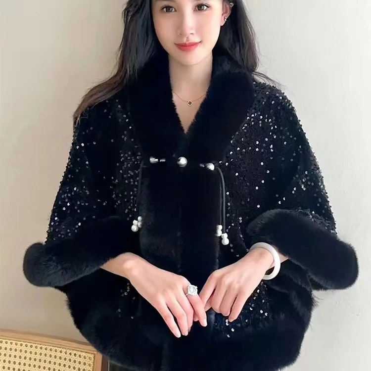 Poncho Cloak Shawl Women's Autumn Winter Short Print Plush Thickened Imitation Rabbit Fur Collar Cheongsam Wedding Cape Coat B1
Poncho Cloak Shawl Women's Autumn Winter Short Print Plush Thickened Imitation Rabbit Fur Collar Cheongsam Wedding Cape Coat B1