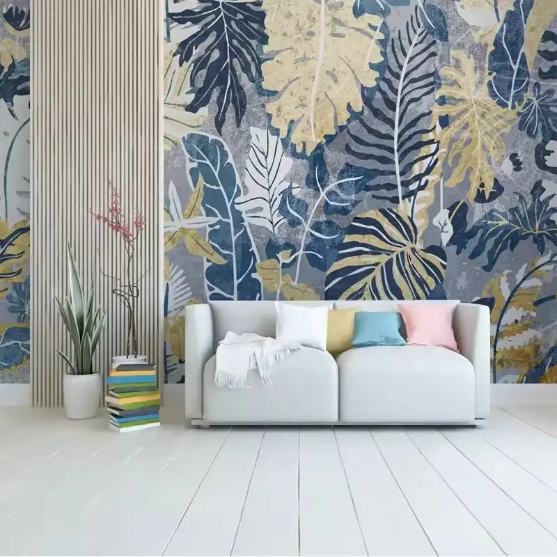 Пользовательские 3D большие фрески синие золотые листья фото водонепроницаемые холщовые обои для спальни гостиной ТВ диван фон Настенный декор 
Пользовательские 3D большие фрески синие золотые листья фото водонепроницаемые холщовые обои для спальни гостиной ТВ диван фон Настенный декор