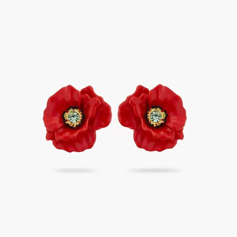 Cute Sweet Little Malus Spectabilis Red Enamel Flower, Popular Daily Commuting Jewelry Countryside Style Stud Earrings for Women
Cute Sweet Little Malus Spectabilis Red Enamel Flower, Popular Daily Commuting Jewelry Countryside Style Stud Earrings for Women