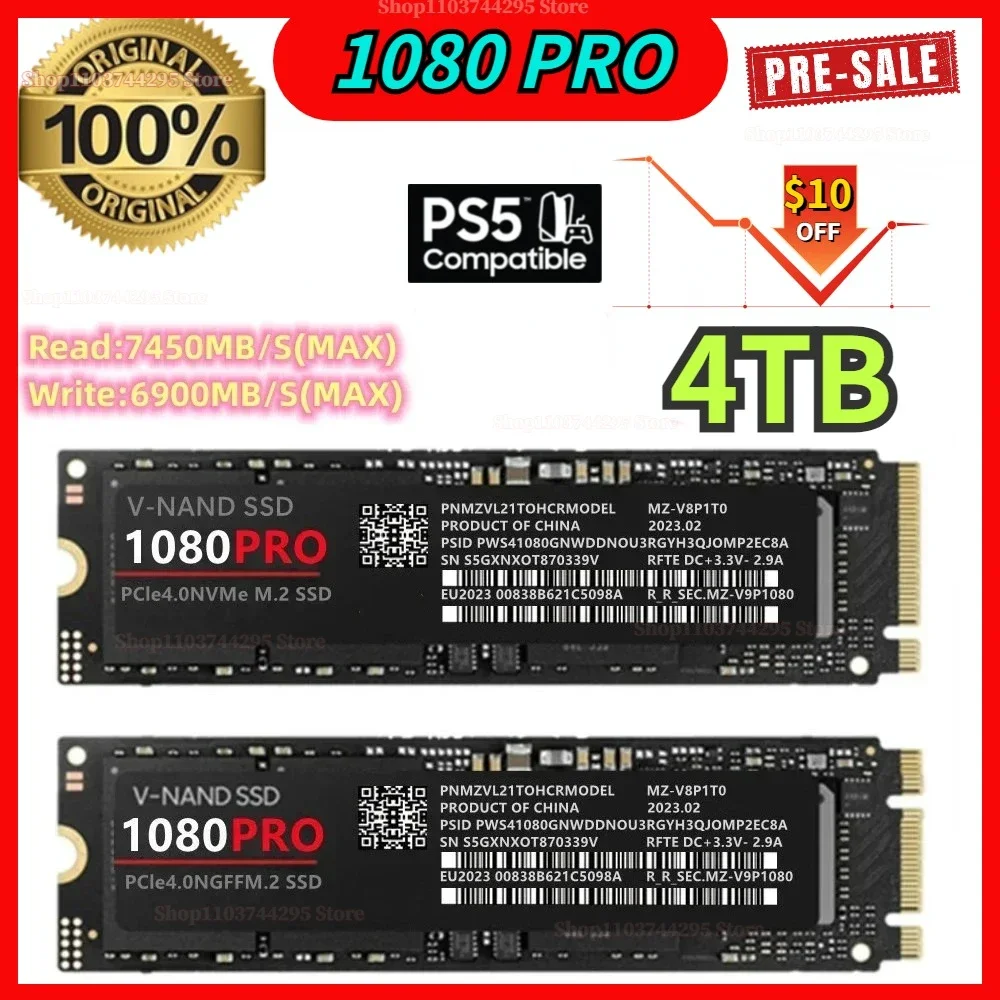 Оригинальный внутренний жесткий диск 1080PRO SSD NGFF M.2 Pcie4.0x4 Nvme 2,0 SSD игровой Настольный PS5 игровой ПК
Оригинальный внутренний жесткий диск 1080PRO SSD NGFF M.2 Pcie4.0x4 Nvme 2,0 SSD игровой Настольный PS5 игровой ПК