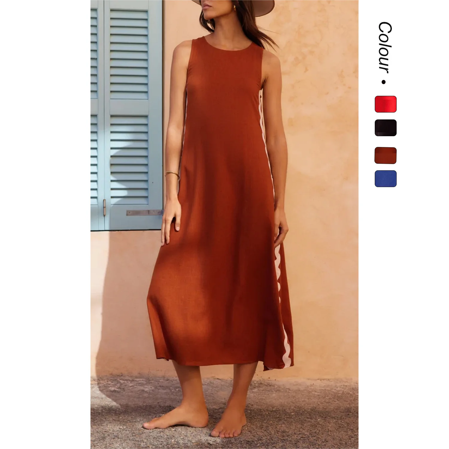 2026 Spring/Summer Casual Fashion Round Neck Tank Top Solid Color New Style Lace Splicing Medium Length Dress Spot Wholesale
2026 Spring/Summer Casual Fashion Round Neck Tank Top Solid Color New Style Lace Splicing Medium Length Dress Spot Wholesale