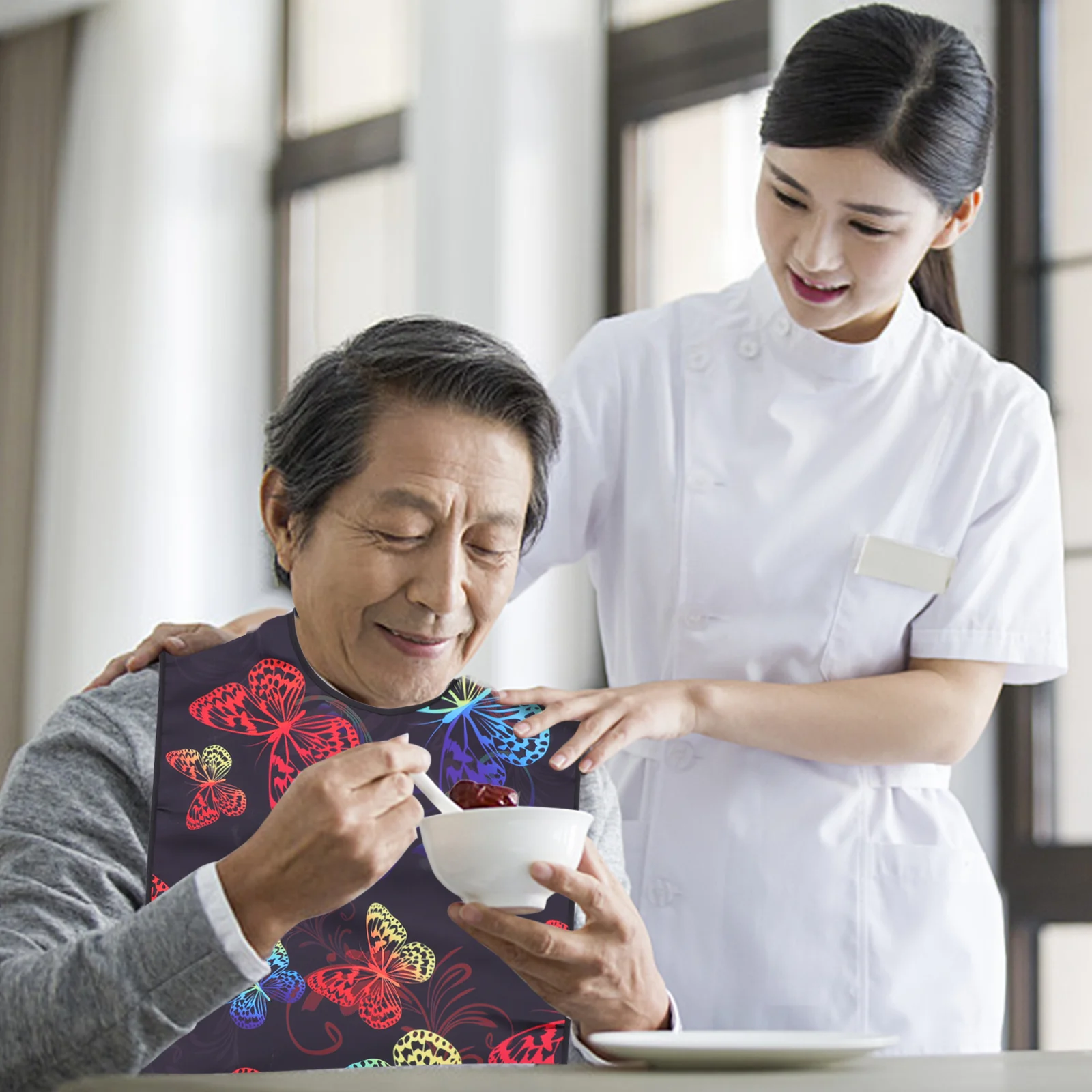 Adult Bib Mealtime Reusable Apron Practical Aldult Comfortable Elderly The Surface Is Printed Satin
Adult Bib Mealtime Reusable Apron Practical Aldult Comfortable Elderly The Surface Is Printed Satin