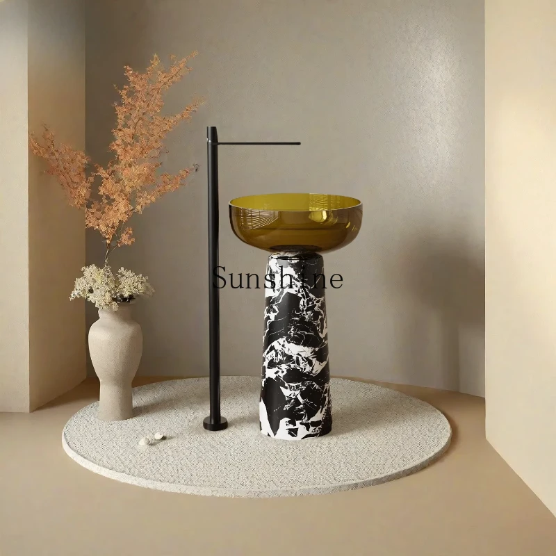Retro style black marble transparent resin floor-to-ceiling washing column basin
Retro style black marble transparent resin floor-to-ceiling washing column basin
