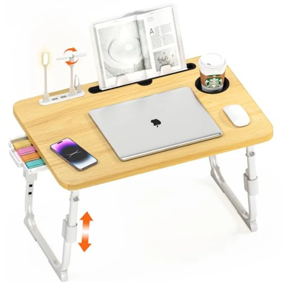 Laptop Bed Desk Height Adjustable, Bed Laptop Table with USB/Storage Drawer/Cup Holder/Tablet Stand/Book Shelf, Foldable Breakf
Laptop Bed Desk Height Adjustable, Bed Laptop Table with USB/Storage Drawer/Cup Holder/Tablet Stand/Book Shelf, Foldable Breakf