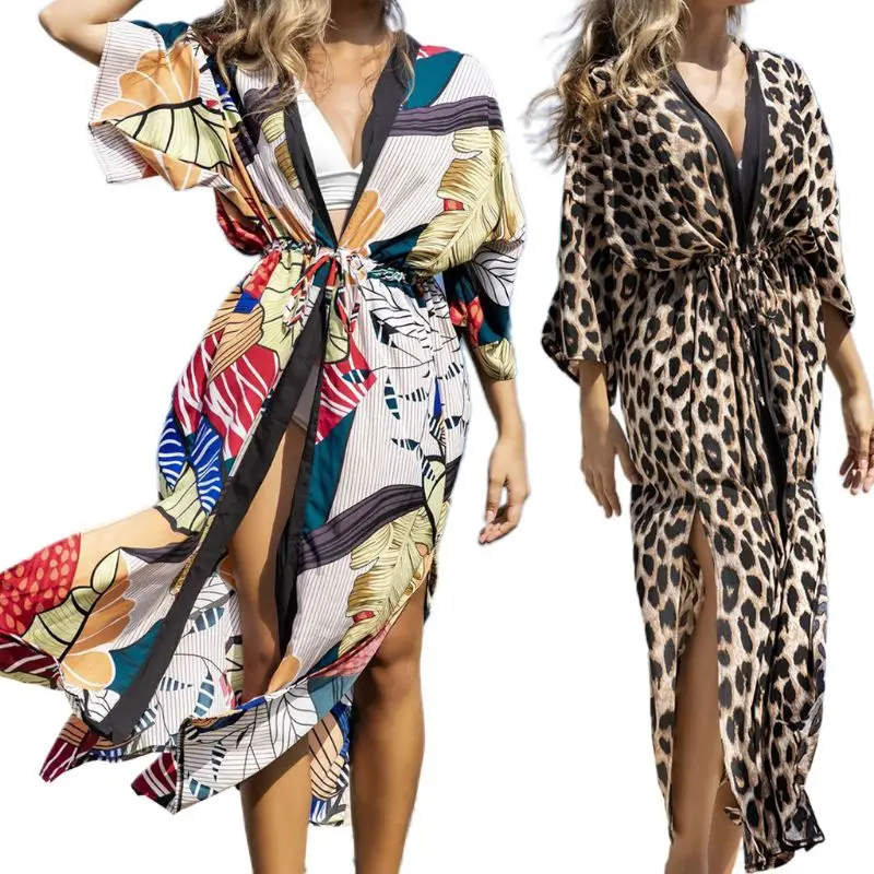 Womens Flowy Open Front Swimsuit Cover Ups Boho Leaves Leopard Printed Maxi Long Cardigan Sexy Side Split Drawstring Waist Robe
Womens Flowy Open Front Swimsuit Cover Ups Boho Leaves Leopard Printed Maxi Long Cardigan Sexy Side Split Drawstring Waist Robe