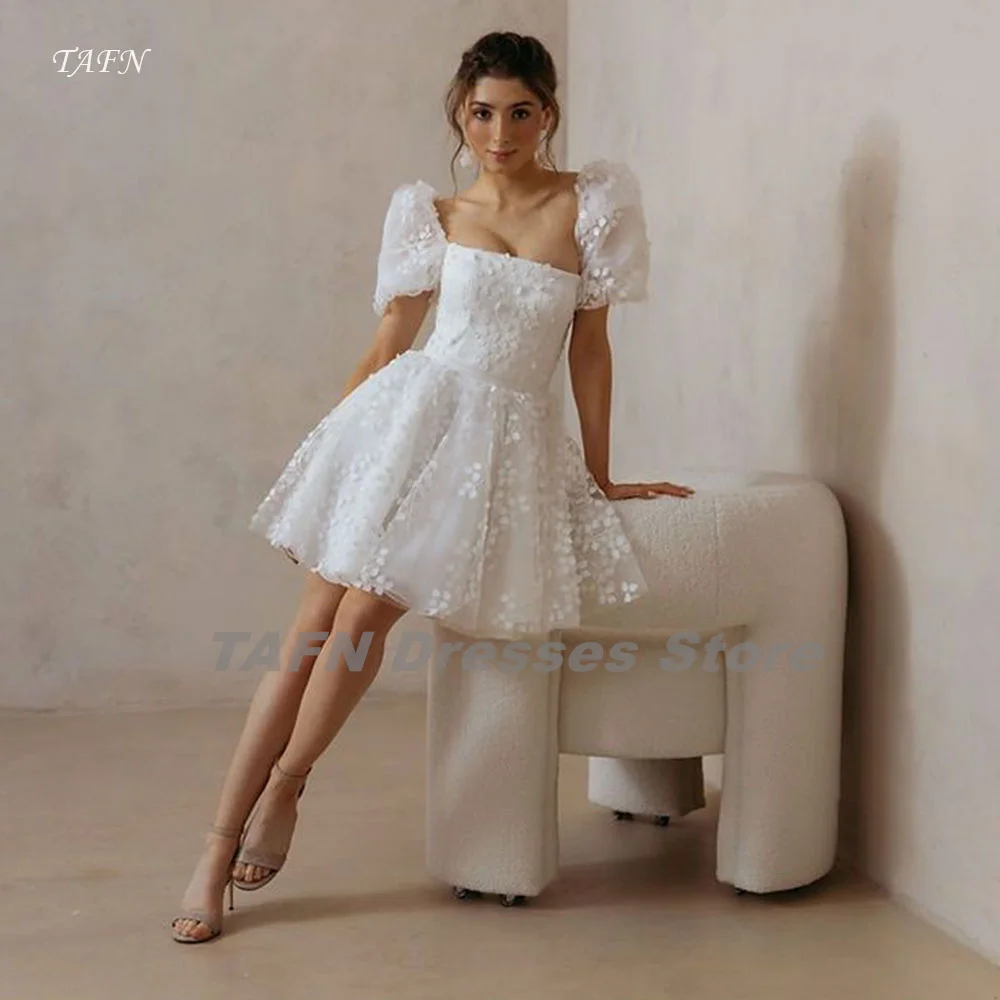 TAFN Princess Wedding Party Dresses A-line Square Collar Short Sleeves Lace Bridal Gown Custom Made Lace-up Knee-Length
TAFN Princess Wedding Party Dresses A-line Square Collar Short Sleeves Lace Bridal Gown Custom Made Lace-up Knee-Length