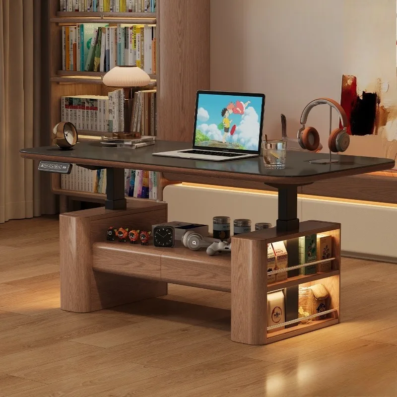 Solid wood electric lifting coffee table, dining table integrated two-in-one
Solid wood electric lifting coffee table, dining table integrated two-in-one