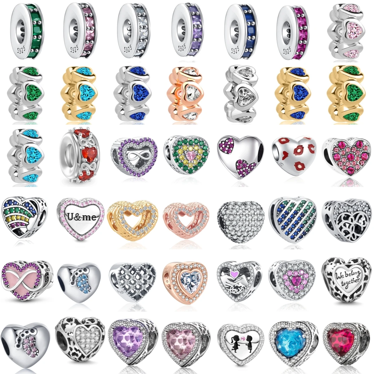 925 Sterling Silver Heart Spacer Charms Beads Accessories Fit Bracelet Cubic Zirconia DIY Beads Women Jewelry Gift
925 Sterling Silver Heart Spacer Charms Beads Accessories Fit Bracelet Cubic Zirconia DIY Beads Women Jewelry Gift