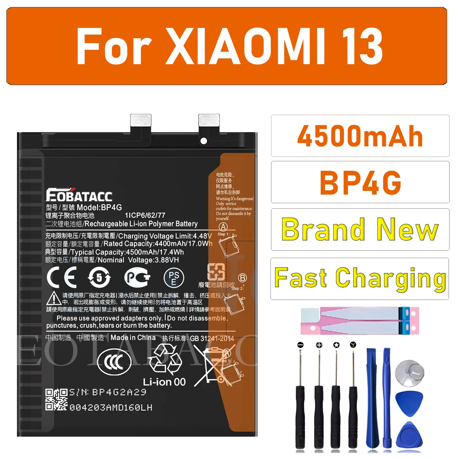 Original BP4G New High Quality Battery For New BP4G Phone Battery For Xiaomi 13 4500mAh Replacement Batteries + Free Tools
Original BP4G New High Quality Battery For New BP4G Phone Battery For Xiaomi 13 4500mAh Replacement Batteries + Free Tools