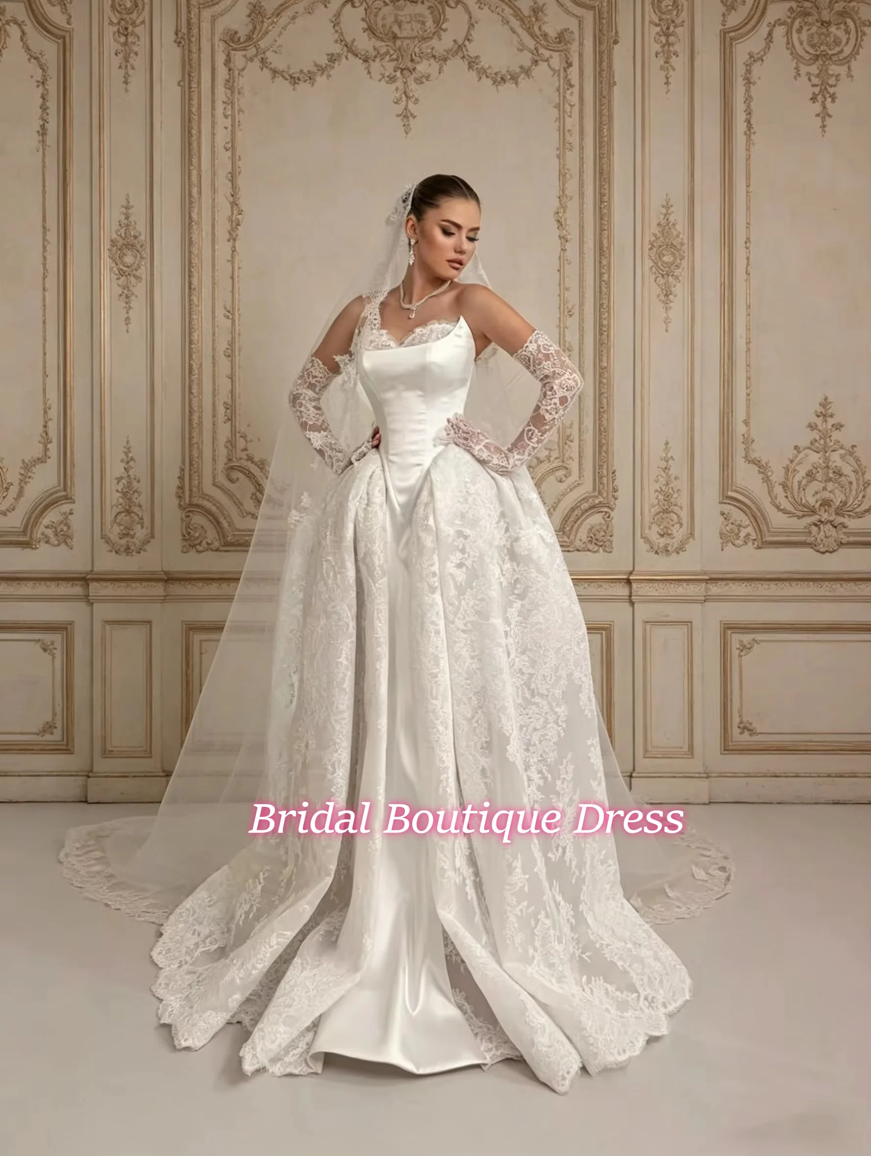 Gorgeous Ball Gown Wedding Dresses High Collar Sequined Rushed Floor-Length Bridal Gowns Vestido de novia Custom Made
Gorgeous Ball Gown Wedding Dresses High Collar Sequined Rushed Floor-Length Bridal Gowns Vestido de novia Custom Made