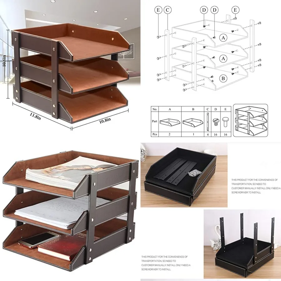 Very Sturdy 3 Tier Leather Desk File Rack for Office Supplies/Stationery/Folder, Stackable Letter Tray Organizer, Document Fili
Very Sturdy 3 Tier Leather Desk File Rack for Office Supplies/Stationery/Folder, Stackable Letter Tray Organizer, Document Fili
