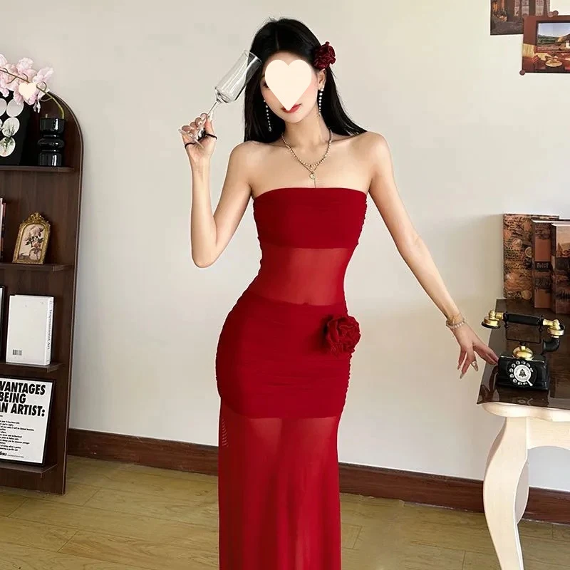 Stylish red strapless sexy dress, new summer model2025Elegant French sophisticationALong skirt for women
Stylish red strapless sexy dress, new summer model2025Elegant French sophisticationALong skirt for women