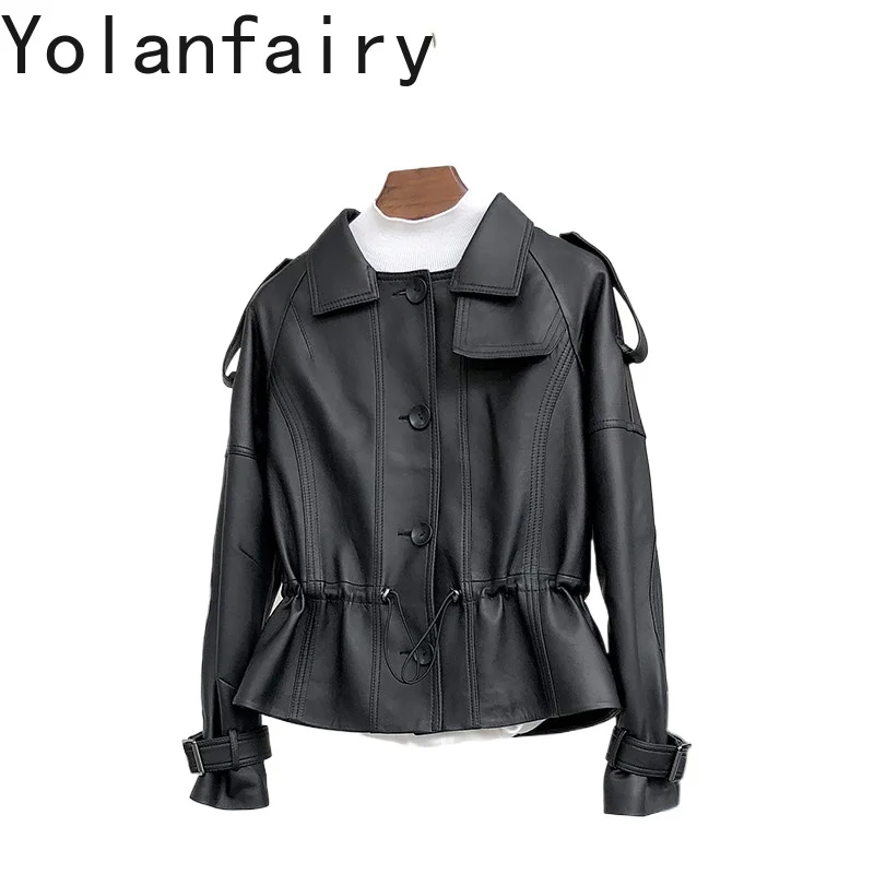 YOLANFAIRY New Fashion Real Sheepskin Coat Woman Clothing Short 100% Genuine Leather Jacket Women Elegant Waisted Black Coats
YOLANFAIRY New Fashion Real Sheepskin Coat Woman Clothing Short 100% Genuine Leather Jacket Women Elegant Waisted Black Coats