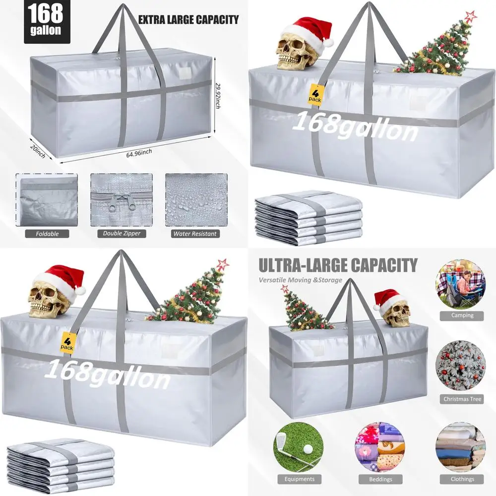 Сверхбольшие мешки для хранения на 630 литров с молнией, сверхпрочные, для елки и общежития (серебристые)
Сверхбольшие мешки для хранения на 630 литров с молнией, сверхпрочные, для елки и общежития (серебристые)