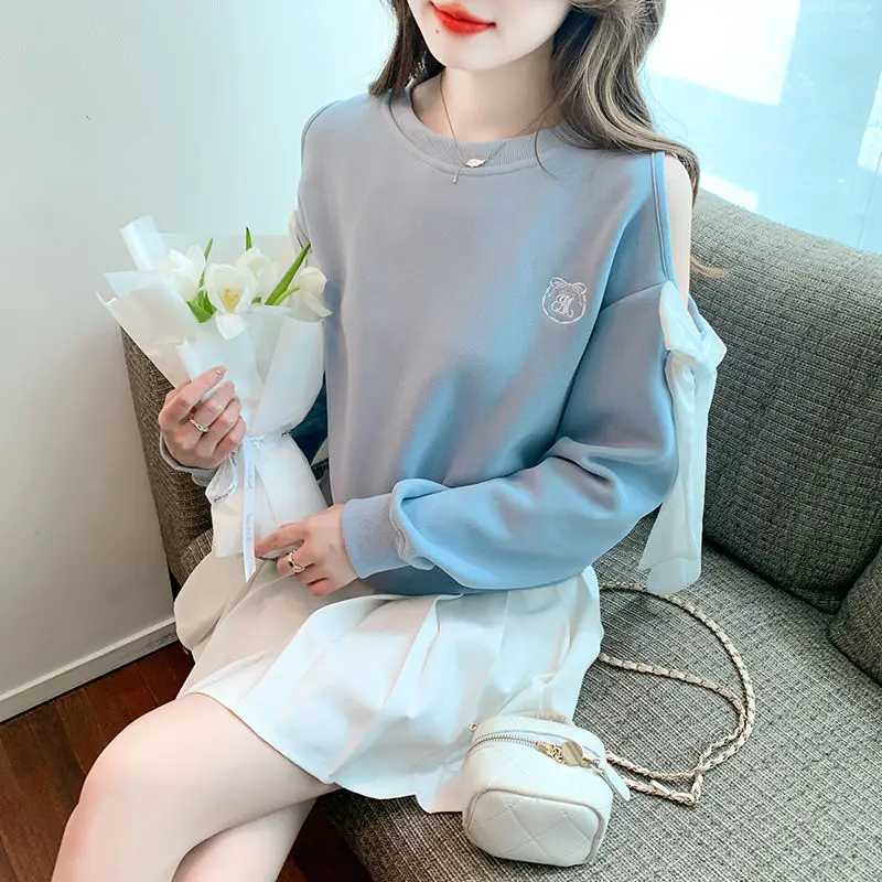 Fashionable Design Round Neck Long Sleeve Sweatshirt Women's Slim Off Shoulder Top
Fashionable Design Round Neck Long Sleeve Sweatshirt Women's Slim Off Shoulder Top