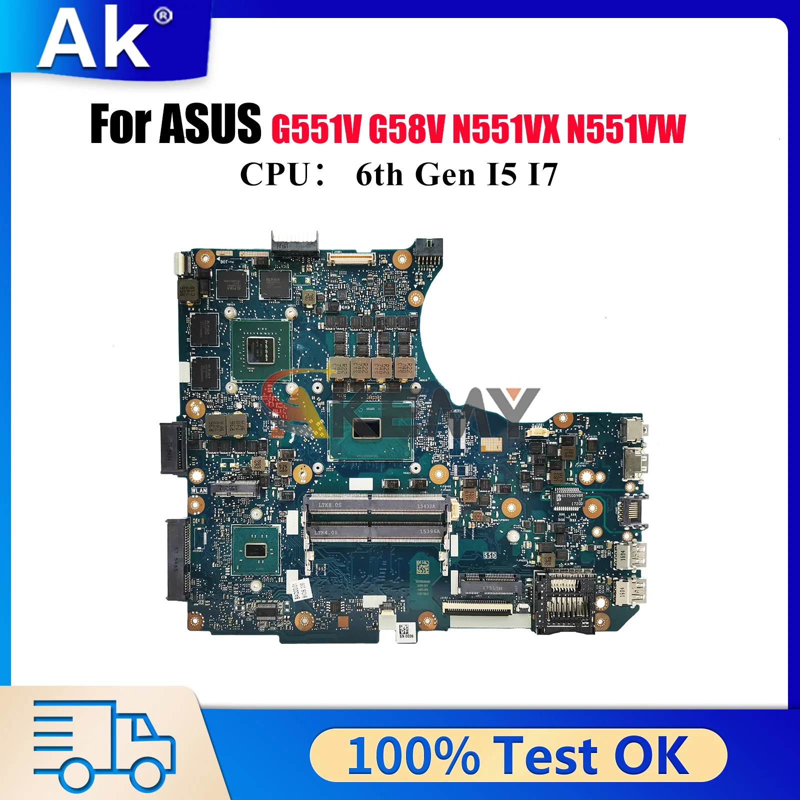 N551VW Laptop Motherboard For ASUS ROG G551V N551VX N551VW G58V N551V Notebook Mainboard With I5 I7 CPU 100% tests OK fast ship
N551VW Laptop Motherboard For ASUS ROG G551V N551VX N551VW G58V N551V Notebook Mainboard With I5 I7 CPU 100% tests OK fast ship