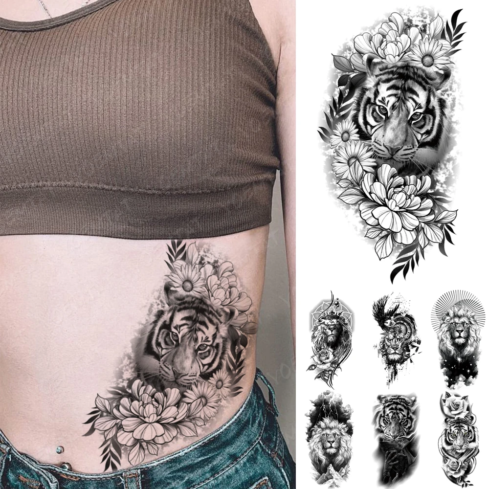 Waterproof Temporary Tattoo Sticker Tiger Roses Flash Tattoos Lion Line Flower Wing Feather Body Art Arm Fake Tatoo Men Women
Waterproof Temporary Tattoo Sticker Tiger Roses Flash Tattoos Lion Line Flower Wing Feather Body Art Arm Fake Tatoo Men Women