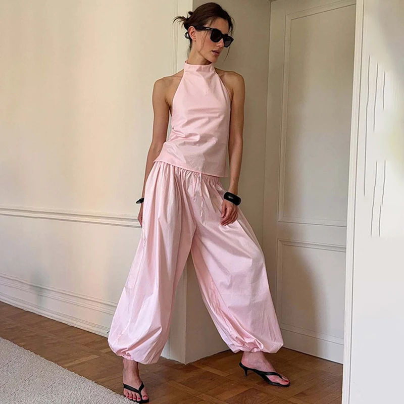 TARUXY Casual Wide-Leg Balloon Pants Set Women's Sexy Backless Halter Top Foot-Binding Lantern Pants Summer Commuter 2-Piece Set
TARUXY Casual Wide-Leg Balloon Pants Set Women's Sexy Backless Halter Top Foot-Binding Lantern Pants Summer Commuter 2-Piece Set