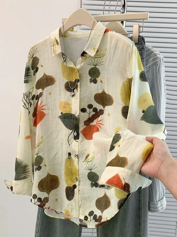 Floral Print Loose Long Sve irt Women's Autumn New Sle Collar Casual Top Anti-Uv Youthful Design Faionable
Floral Print Loose Long Sve irt Women's Autumn New Sle Collar Casual Top Anti-Uv Youthful Design Faionable
