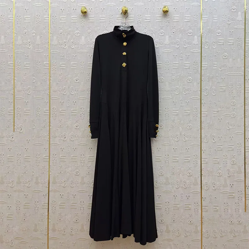 Women's Stand Collar Pleated Dress, Black Premium Long-Sleeve Evening Gown, High-Quality Long Dress, Fall, New Arrival, 2025,y2
Women's Stand Collar Pleated Dress, Black Premium Long-Sleeve Evening Gown, High-Quality Long Dress, Fall, New Arrival, 2025,y2