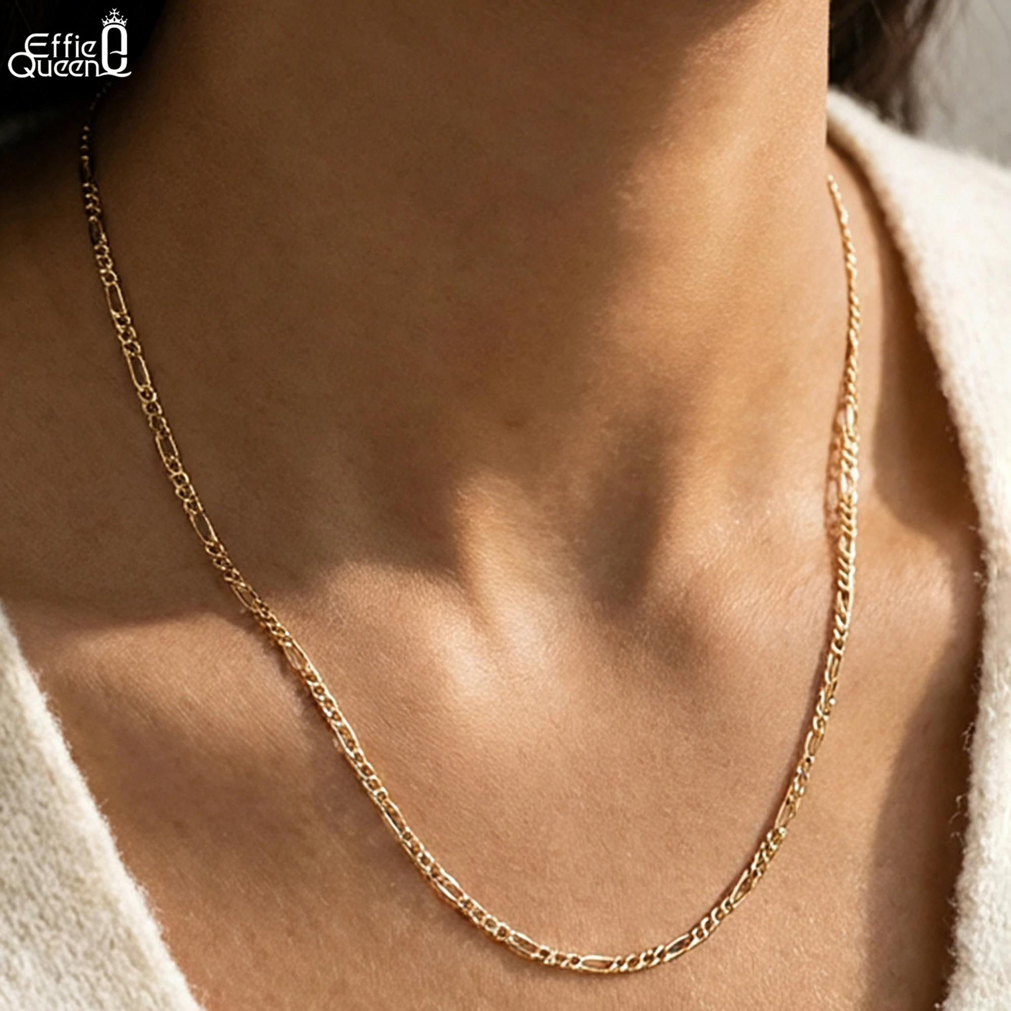 Effie Queen Italian 925 Sterling Silver Diamond-Cut Figaro Link Chain Necklace for Women Fashion Necklace Birthday Jewelry SC27
Effie Queen Italian 925 Sterling Silver Diamond-Cut Figaro Link Chain Necklace for Women Fashion Necklace Birthday Jewelry SC27