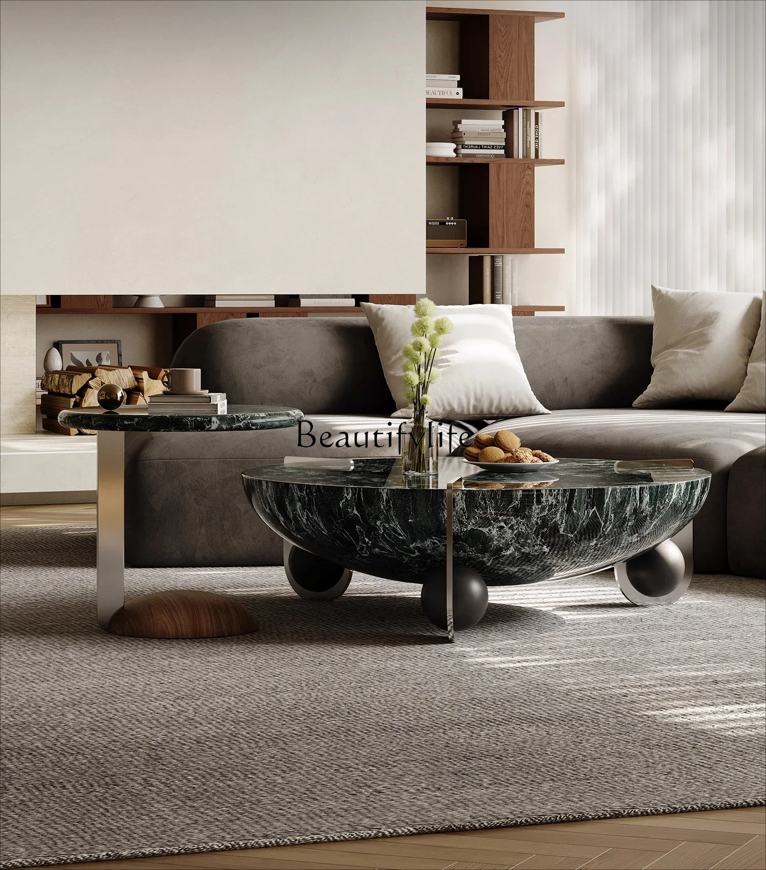 02 High-end Marble Coffee Table Set Round Italian Minimalist Living Room Stainless Steel
02 High-end Marble Coffee Table Set Round Italian Minimalist Living Room Stainless Steel