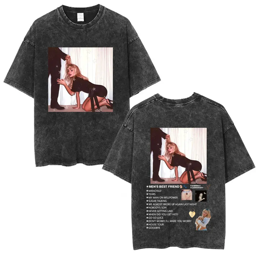 Washed Vintage Singer Sabrina Carpenter Man's Best Friend Double Sided Print T Shirt Men Women Fashion Casual Oversized T-shirts
Washed Vintage Singer Sabrina Carpenter Man's Best Friend Double Sided Print T Shirt Men Women Fashion Casual Oversized T-shirts